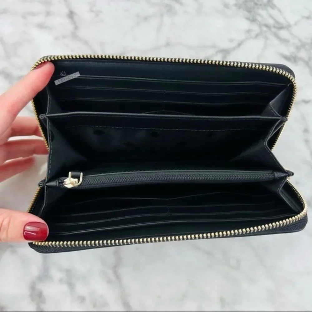 Kate Spade Black Large Laptop Tote Shoulder Bag & Large Continental Wallet Set_15